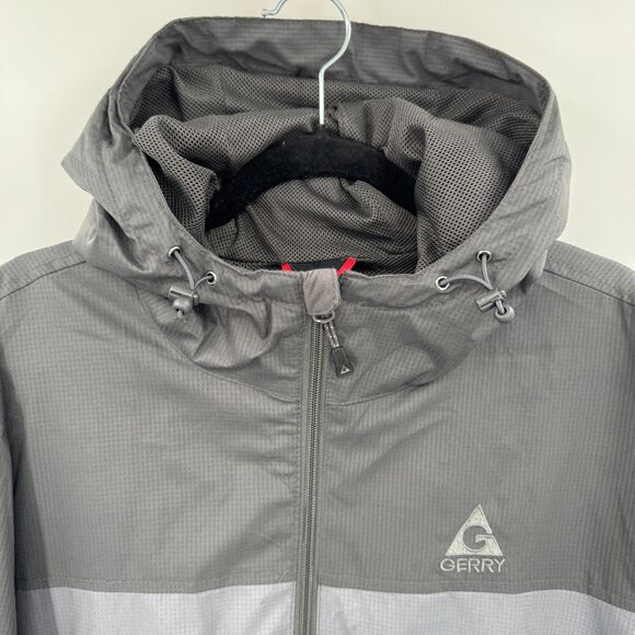 GERRY Gray Lightweight Full Zip Hooded Rain Jacket Size XL - Picture 2 of 7